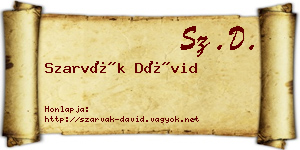 Szarvák Dávid névjegykártya