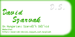 david szarvak business card